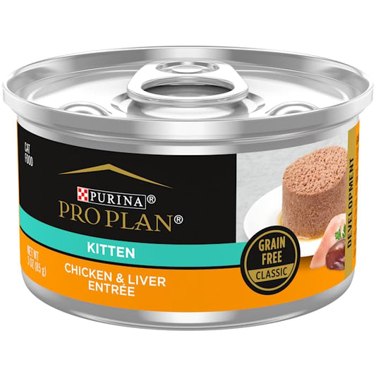 Purina Pro Plan Grain Free Kitten Food Chicken & Liver 3.52oz 24pk (Best By Dec. 2026)