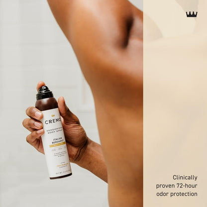 Cremo Deodorizing Body Spray for Men, Italian Bergamot, 3.5 Fl OZ
