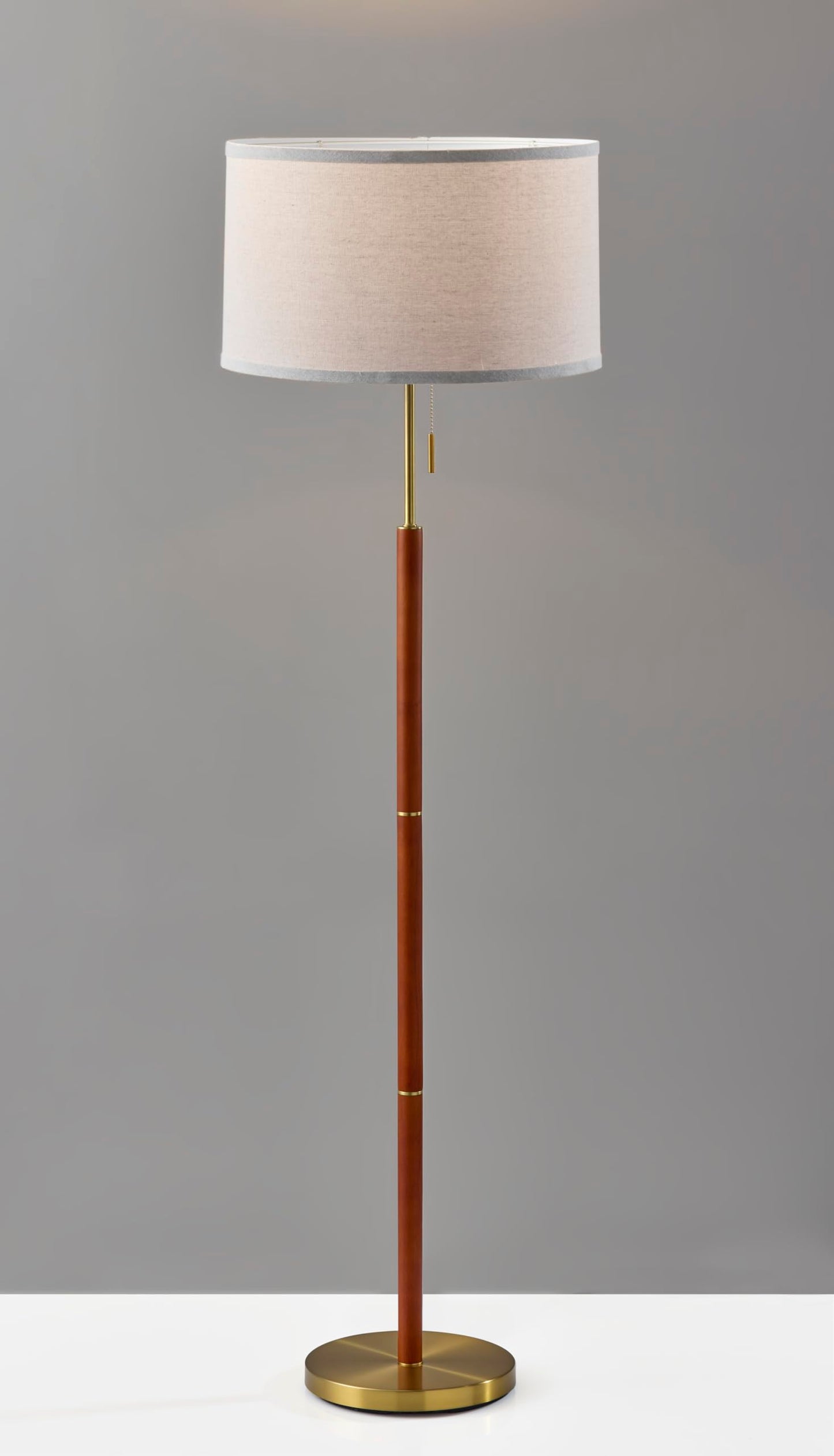 Walnut Brass Floor Lamp