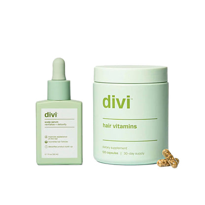 Divi Healthy Hair Bundle: Scalp Serum 1 fl oz and Hair Vitamins, 30-Day Supply
