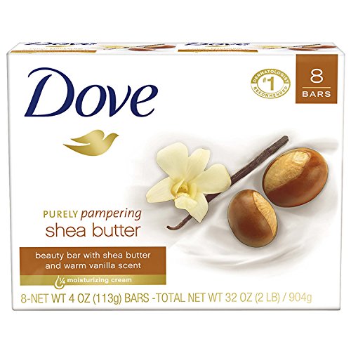 Dove Beauty Bar Gentle Skin Cleanser Shea Butter 8 Bars Moisturizing for Gentle Soft Skin Care More Moisturizing Than Bar Soap 3.75 oz