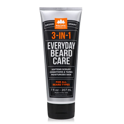 Pacific Shaving Company 3-in-1 Beard Care - Ultra-Concentrated Formula Softens Scruff, Conditions, Tames, and Moisturizes Skin for Any Beard Length - Clean Men's Grooming Products (7 Fl Oz)