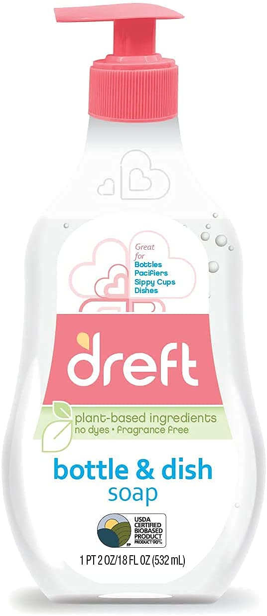 Dreft Dish Soap, Plant Based, Fragrance Free, 18 Fl Oz