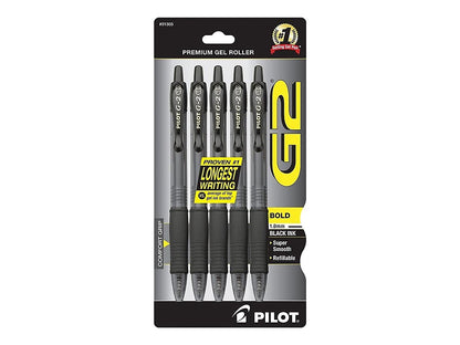 Pilot G2 Rolling Ball Gel Pens 5-Pack