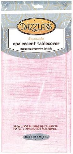 Dazzler Rectangular Pink Opalescent Disposable Tablecover - 54 x 102 (1 Pc.) - Premium Easy Clean-Up Plastic Tablecloth - Perfect for Parties & Events