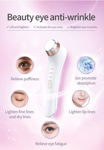 Eye Massager Wand with Heat and Cooling Electric Ice Roller For Face Vibrating