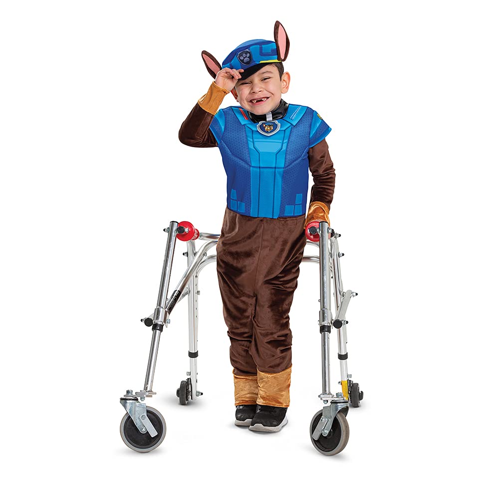 Disguise Chase Costume for Kids, Official Adaptive Paw Patrol Dress Up Outfit with Accessibility Features, Classic Size Medium (3T-4T)