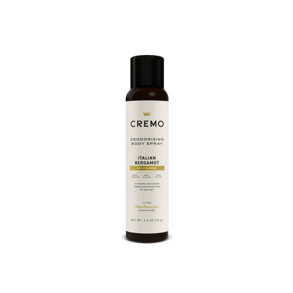 Cremo Deodorizing Body Spray for Men, Italian Bergamot, 3.5 Fl OZ
