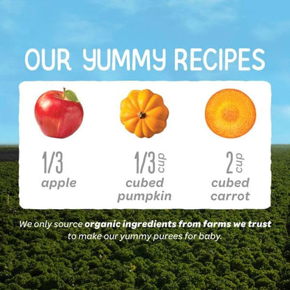Happy Baby Organics Stage 2 Baby Food Pouches Apple Pumpkin Carrot 4oz (Exp. 09/15/2026