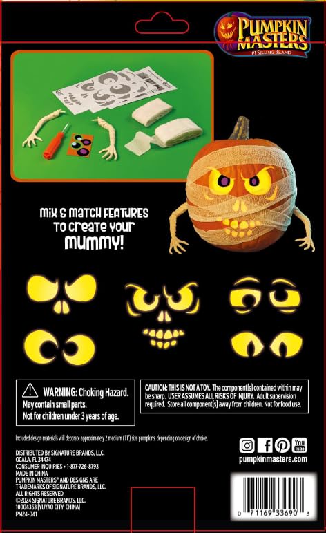 Pumpkin Masters Mummy Carving & Decorating Kit - Complete Set for Creating Spooky Mummy Pumpkins, Includes Carving Tools & Decorations