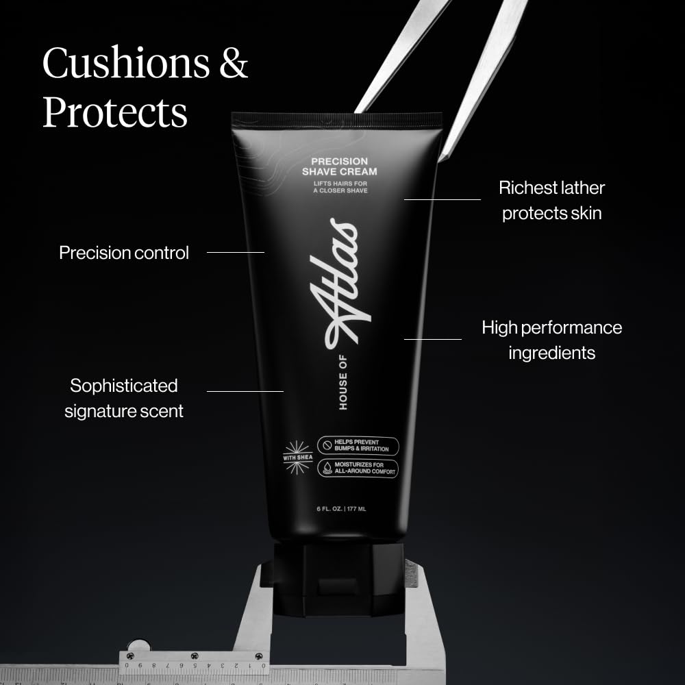 House of Atlas Precision Shave Cream For Men, Oat & Aloe, 6 Fl Oz