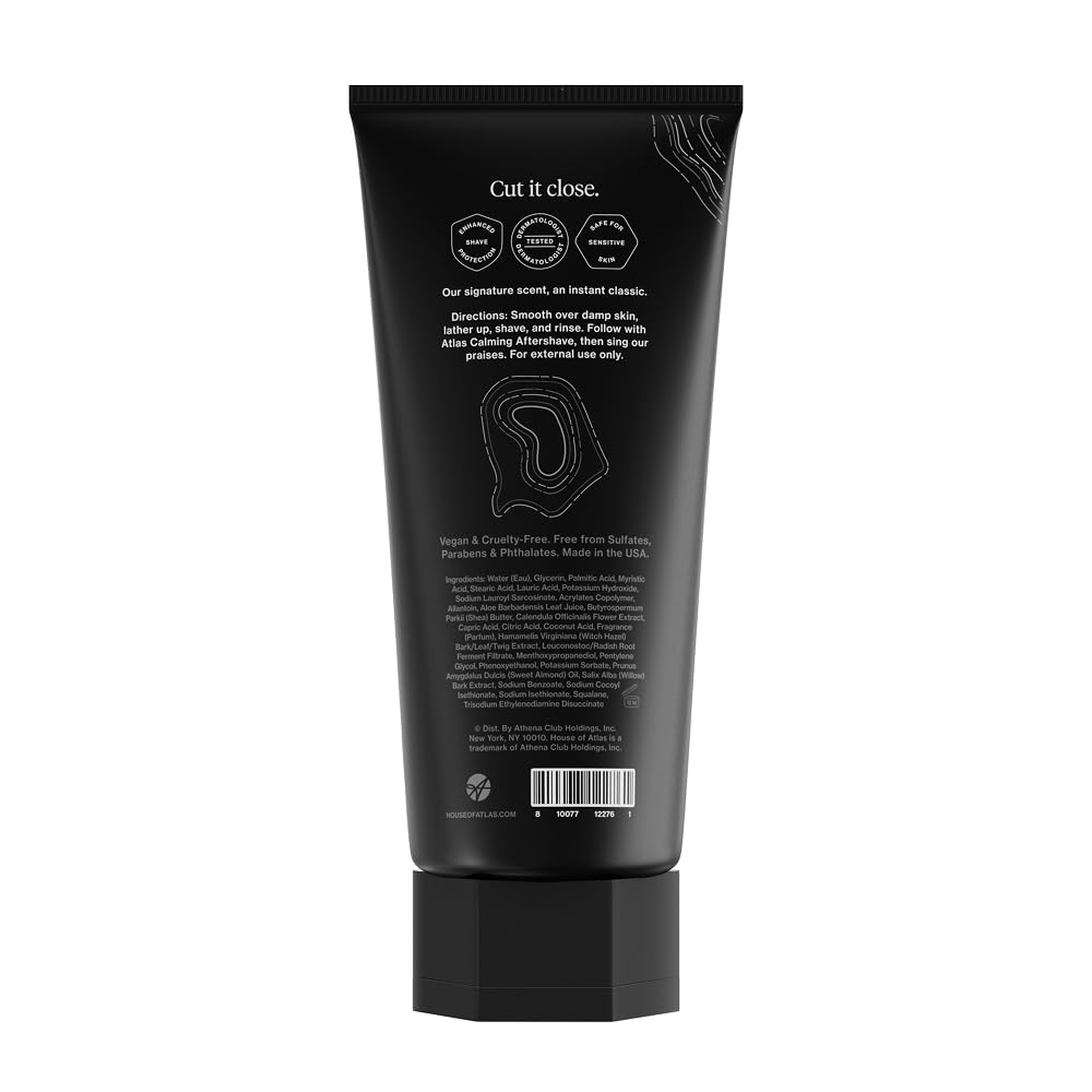 House of Atlas Precision Shave Cream For Men, Oat & Aloe, 6 Fl Oz