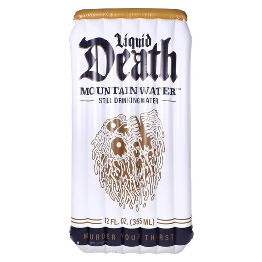 Liquid Death Pool Float – Extra Large Inflatable Floatie for Pool, Beach & Lake, Durable Vinyl, 6 Feet Tall for Lounging