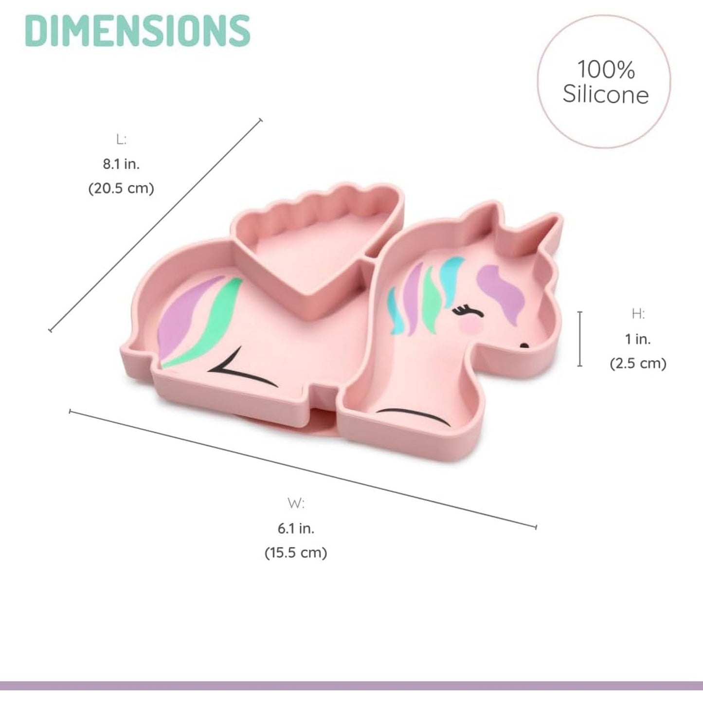 melii Silicone Suction Plate for Babies & Toddlers | Divided Baby Led Weaning Plate, BPA-Free, Non-Toxic, Dishwasher & Microwave Safe, Fits Most High Chairs, 6+ Months (Unicorn)