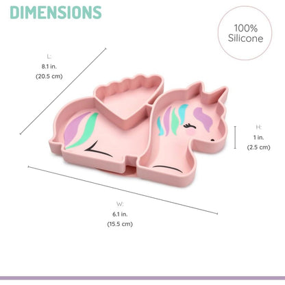 melii Silicone Suction Plate for Babies & Toddlers | Divided Baby Led Weaning Plate, BPA-Free, Non-Toxic, Dishwasher & Microwave Safe, Fits Most High Chairs, 6+ Months (Unicorn)