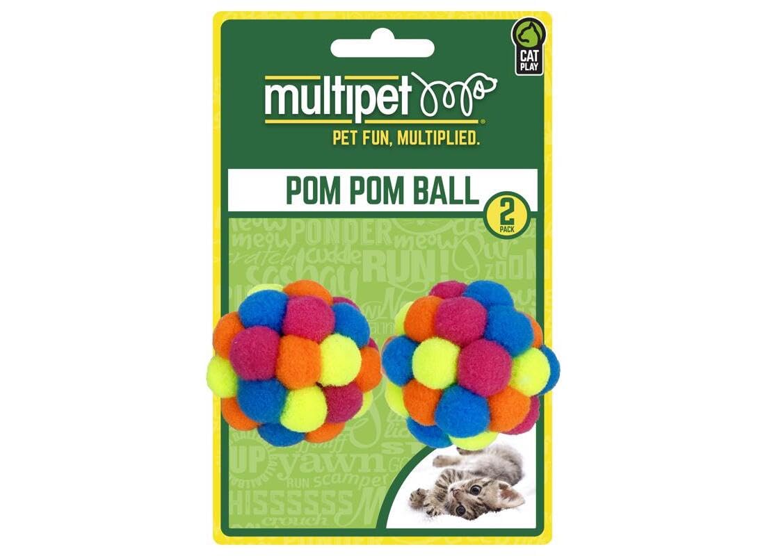 Multipet, Cat Toy Pom Pom, 2 Count (Packaging May Vary)