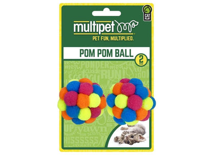 Multipet, Cat Toy Pom Pom, 2 Count (Packaging May Vary)