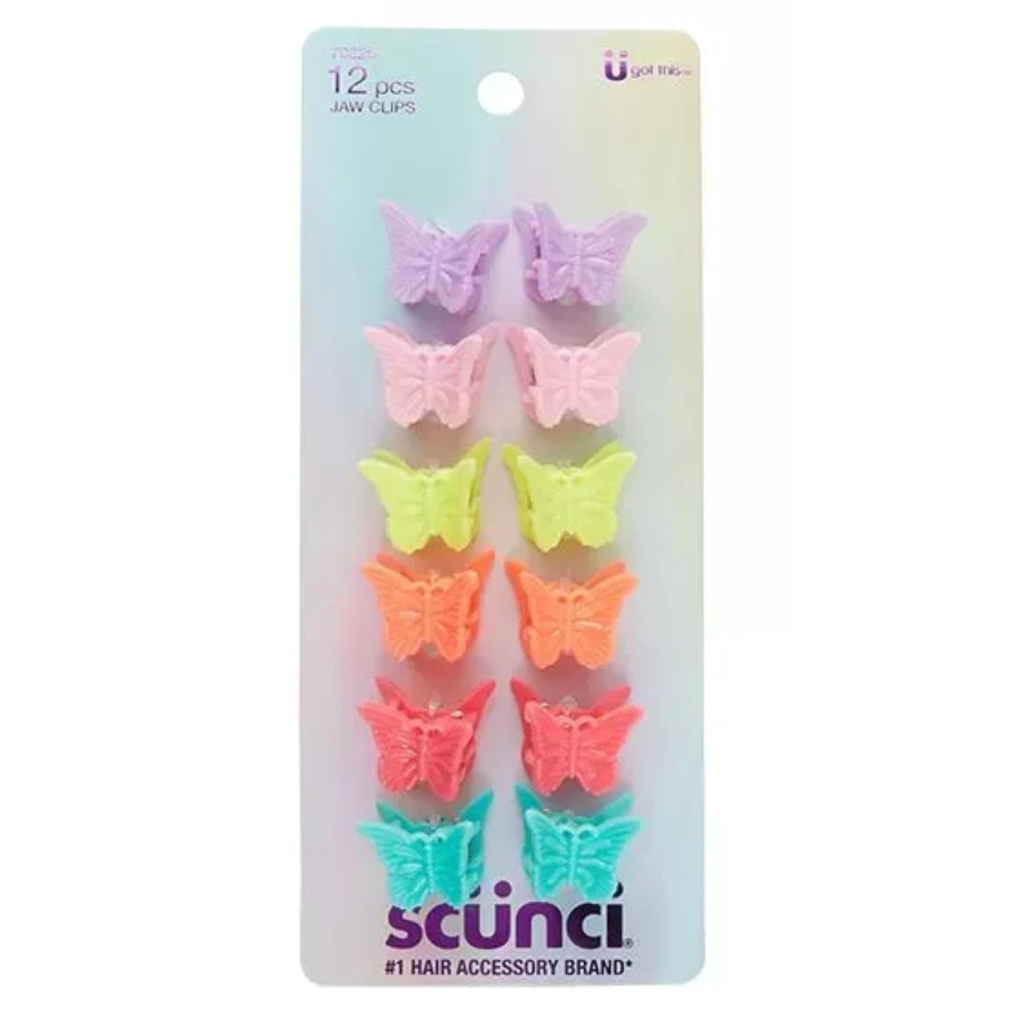 Scunci Mini Butterfly Claw Clips Multicolor 12 Count