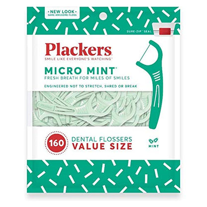 Plackers Micro Mint (Value Size) 160 Dental Flossers Mint