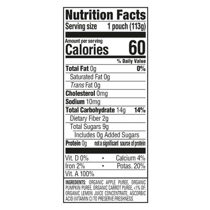 Happy Baby Organics Stage 2 Baby Food Pouches Apple Pumpkin Carrot 4oz (Exp. 09/15/2026