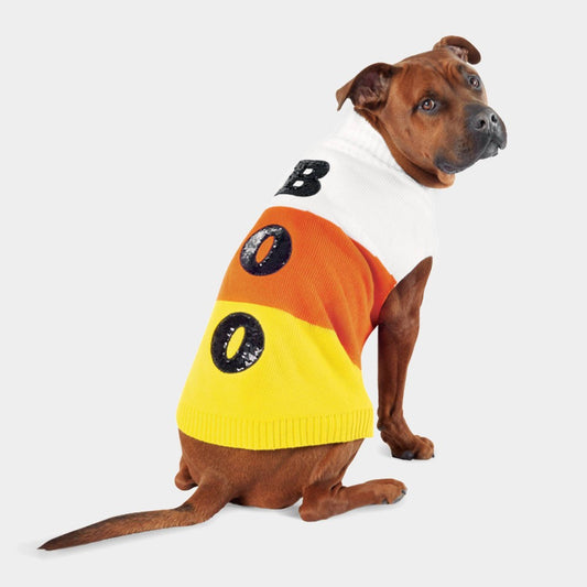 Large Halloween Candy Corn Boo Dog Sweater - Hyde and EEK! Boutique
