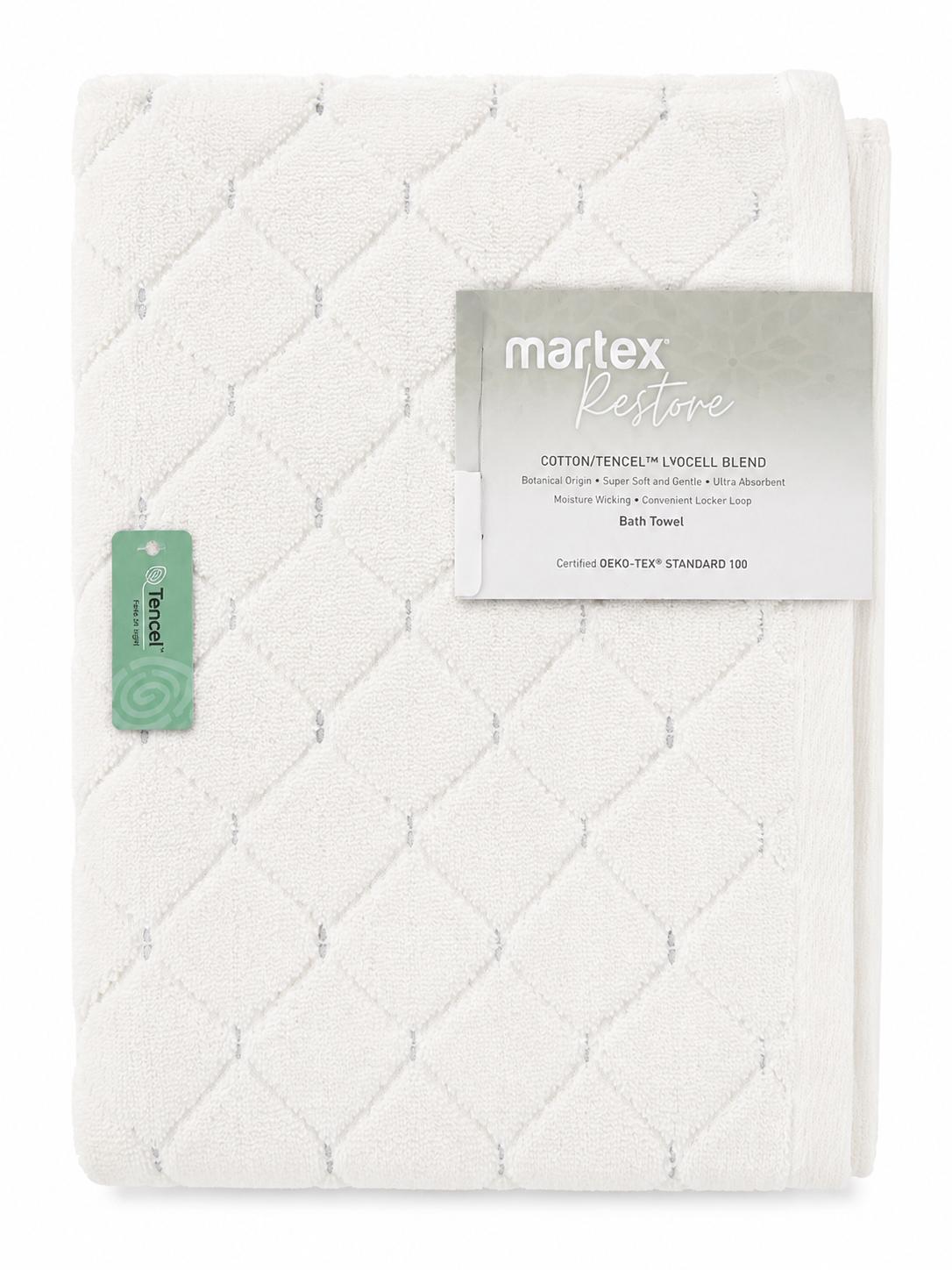 Martex Restore White Geometric Bath Towel