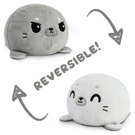 TeeTurtle The Moody Reversible Seal Plushie Sensory Fidget Toy for Stress| Show Your Mood Without Saying a Word!