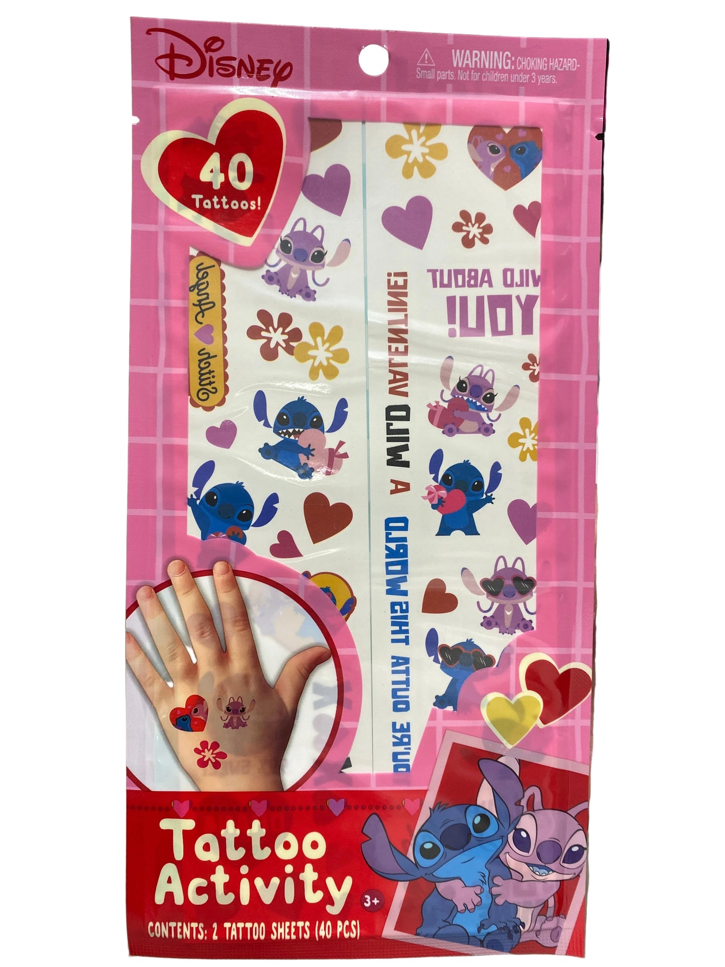 Disney Stitch Tattoo Activity, 2 Sheets (40 Tattoos)