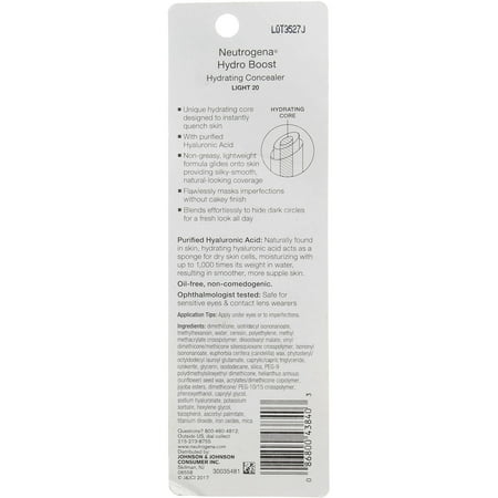 Neutrogena Hydro Boost Hydrating Concealer, 20 Light 0.12 oz