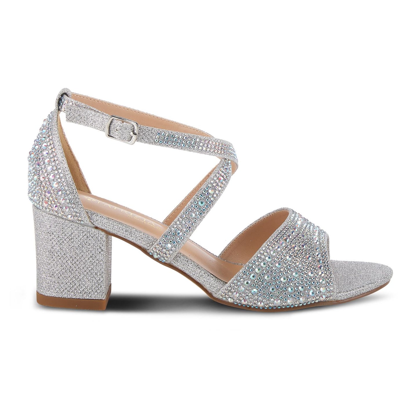 Women's 8.5 Patrizia Delamore Dress Sandals Silver Faux Crystals