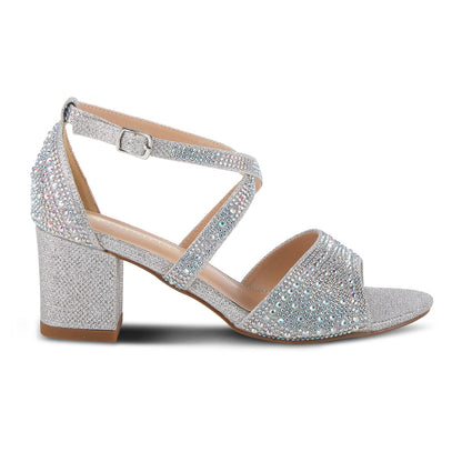 Women's 8.5 Patrizia Delamore Dress Sandals Silver Faux Crystals