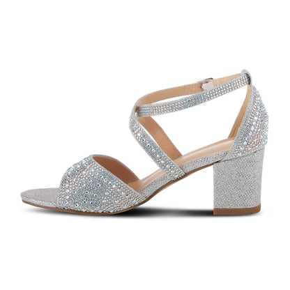 Women's 8.5 Patrizia Delamore Dress Sandals Silver Faux Crystals