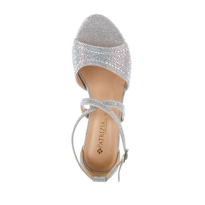 Women's 8.5 Patrizia Delamore Dress Sandals Silver Faux Crystals