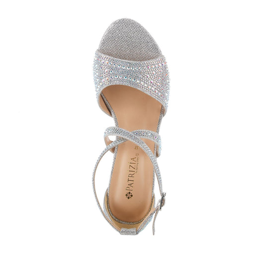 Women's 8.5 Patrizia Delamore Dress Sandals Silver Faux Crystals