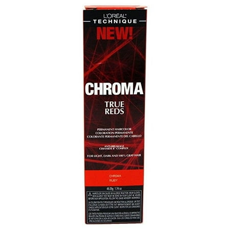 L'oreal Paris Chroma True Reds Permanent Hair Color, Chroma Ruby, 1.74 oz