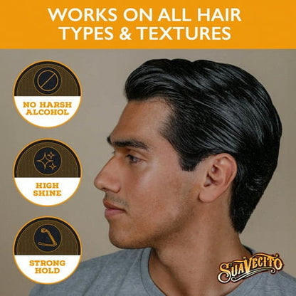 Suavecito Firme Hold Styling Gel, for All Hair Types, Men, 8 oz