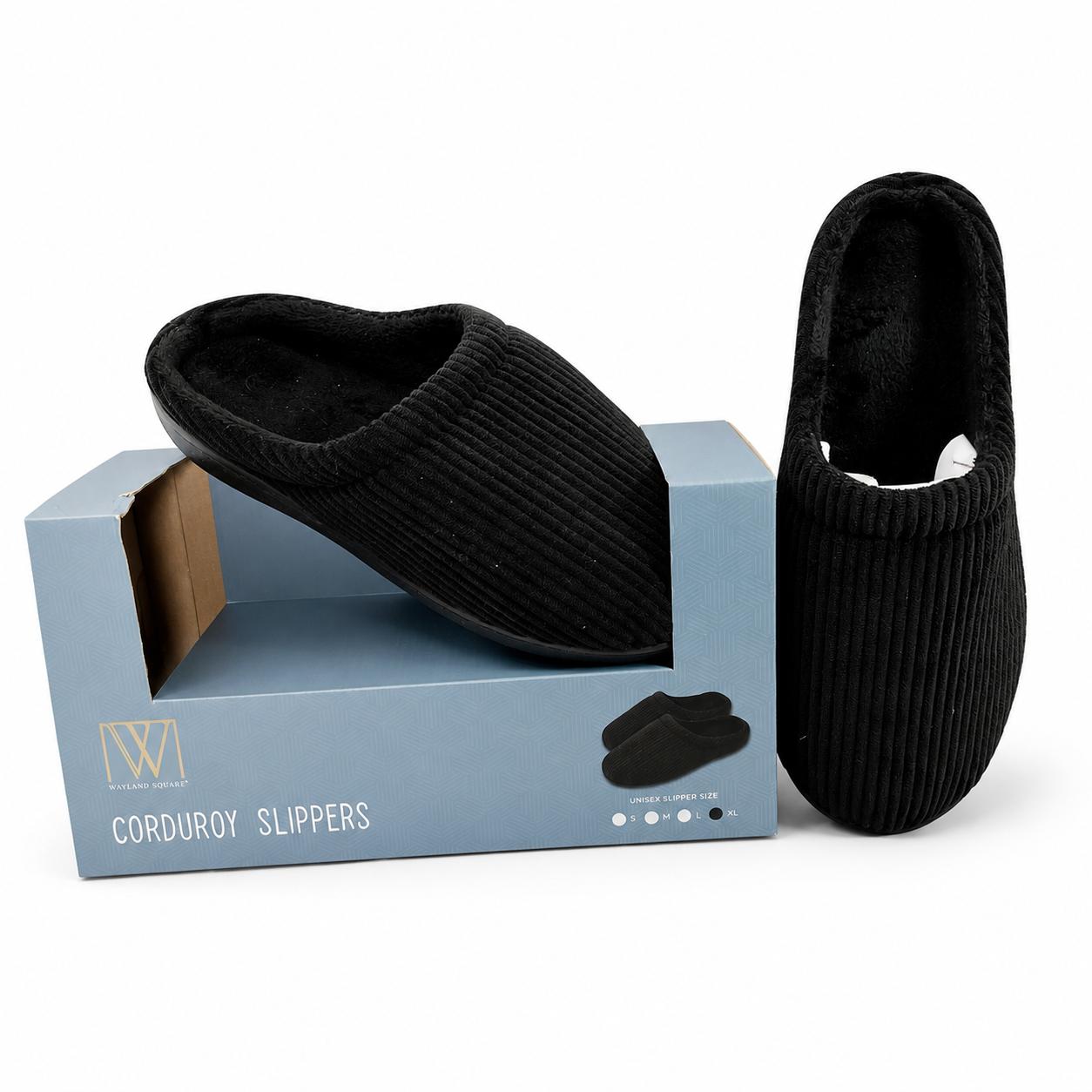 Wayland Square Unisex Corduroy Slipper (Black) - Size: Small