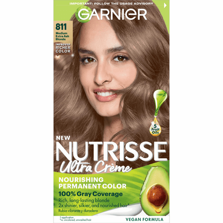 Garnier Nutrisse At Home Hair Coloring Tool Kit, 811 Medium Extra Ash Blonde