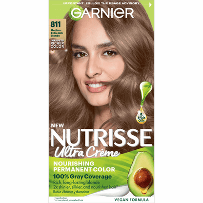 Garnier Nutrisse At Home Hair Coloring Tool Kit, 811 Medium Extra Ash Blonde