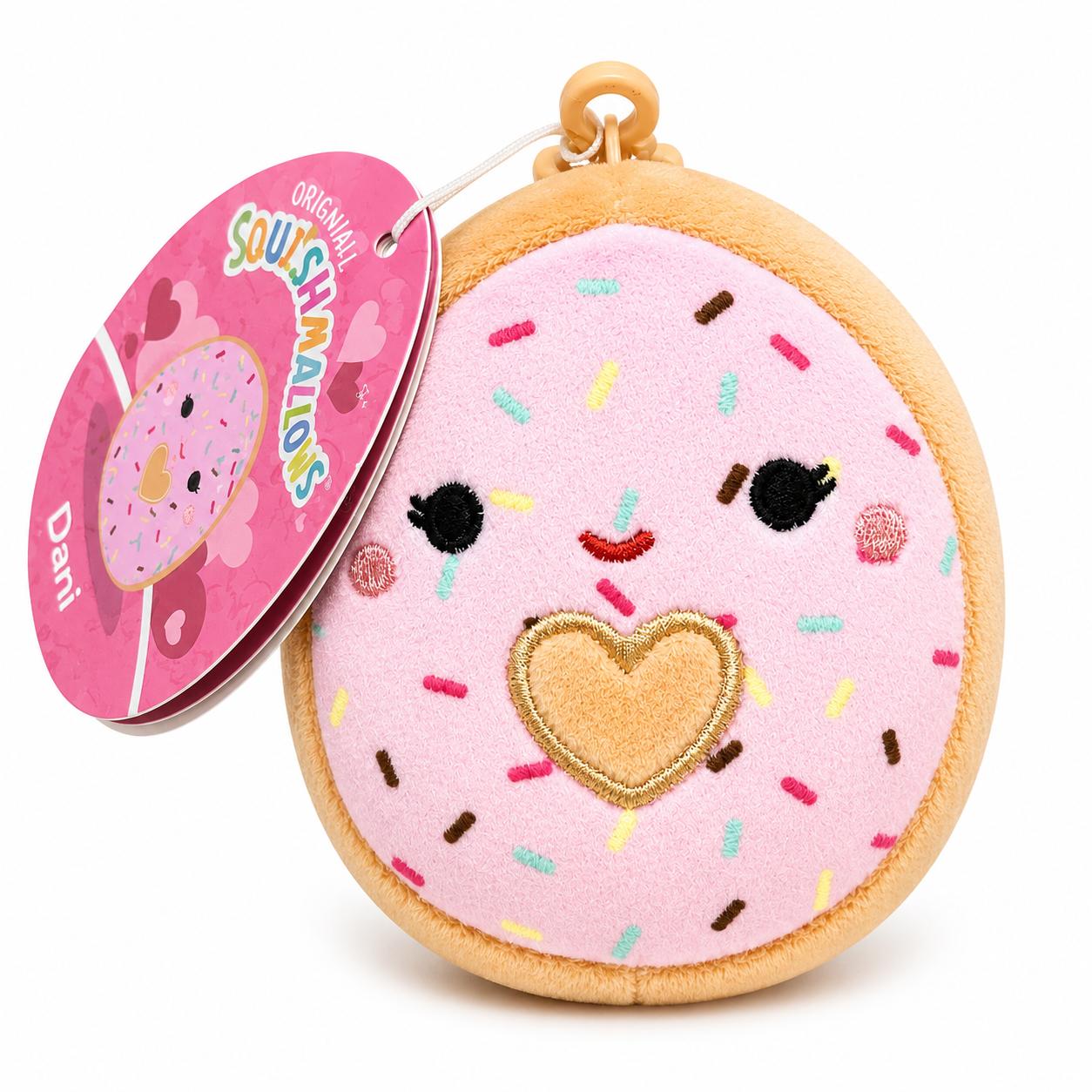 Squishmallows Official Kellytoy 3.5 Inch Clip On Bag Keychain donut