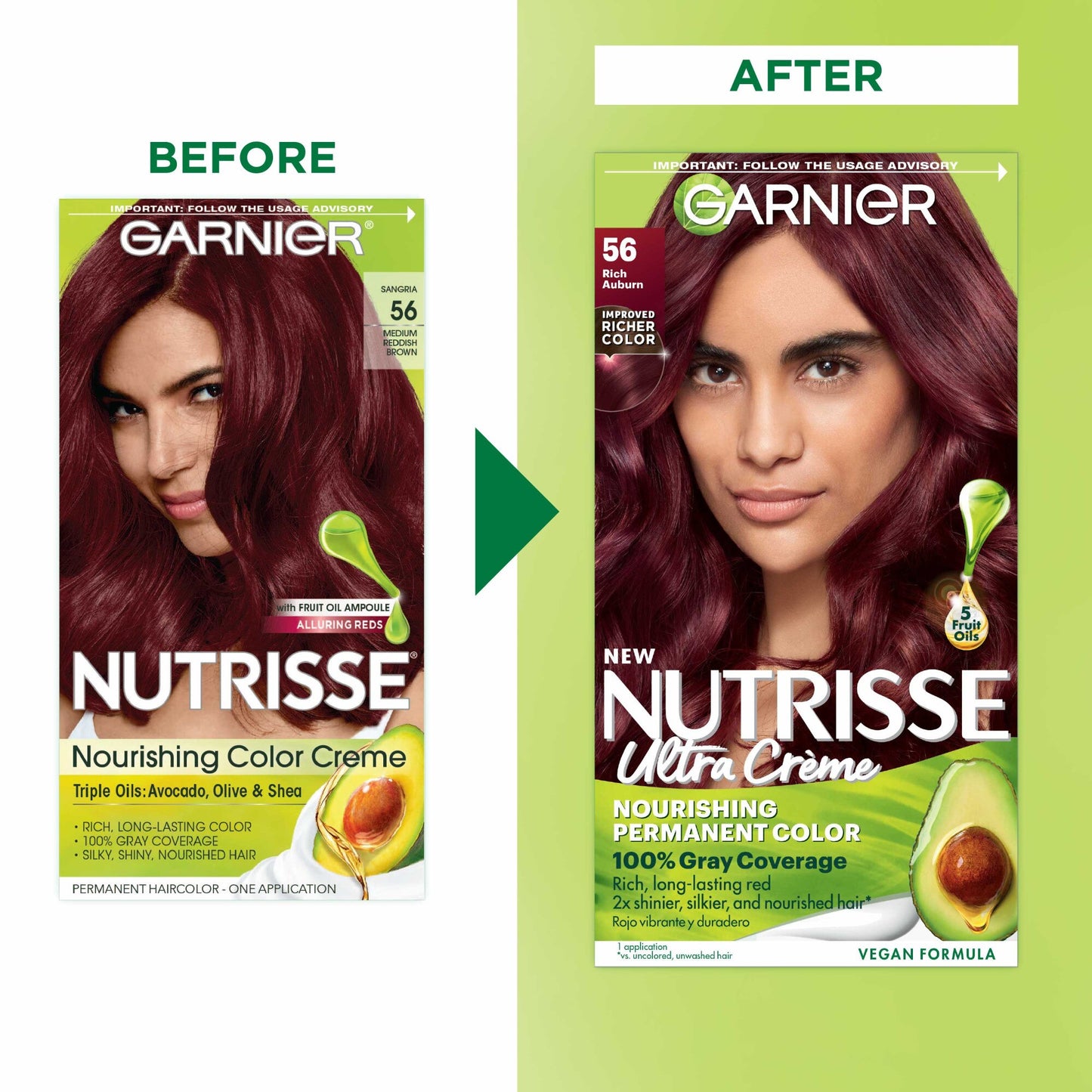 Garnier Nutrisse Nourishing Permanent Hair Color Creme, 56 Rich Auburn *Damaged Box*