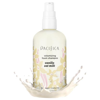 Pacifica Vanilla Oat Milk Volumizing Foam Shampoo   Weightless Foaming Shampoo for Fine or Flat Hair, Adds Volume & Body, Hydrating Oat Milk, Sulfate-Free, Vegan