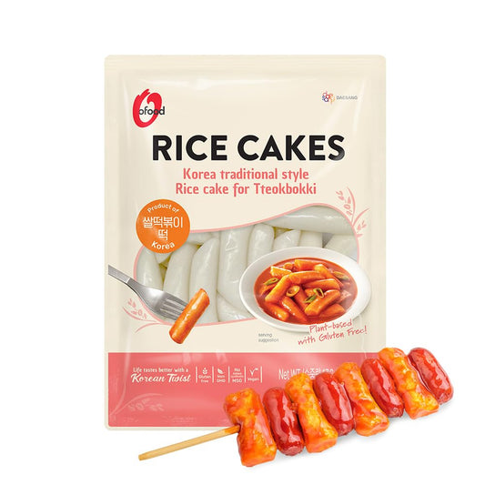 O'Food Tteokbokki Korean Rice Cakes with Sauce (Pack of 1, Plain Rice Cakes) (EXP: 04/26)