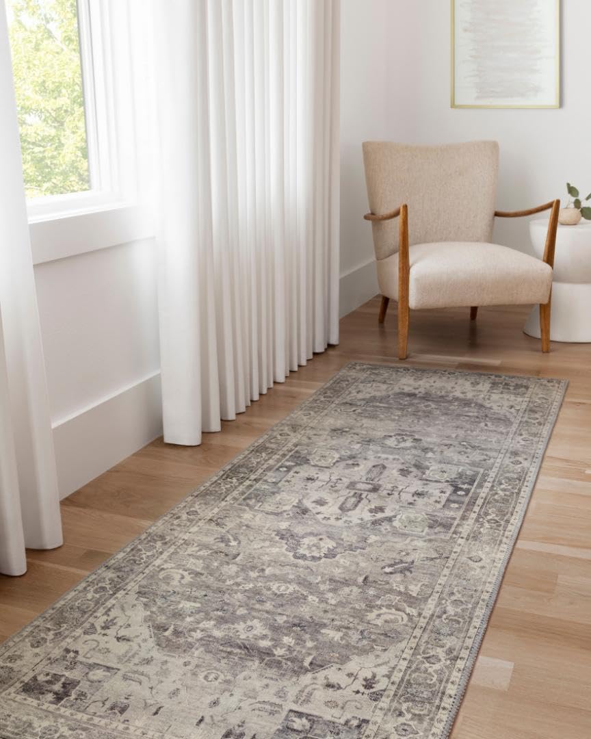 Loloi Hathaway Collection HTH-05 Steel/Ivory 3'-6" x 5'-6", .25"