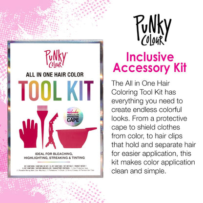 Punky Colour Hair Coloring Tools, Hair Bleach Kit - Hair Dye Kit with Dye Bowl, Color Brush, Gloves & Clips, Coloring & Bleaching Accessories