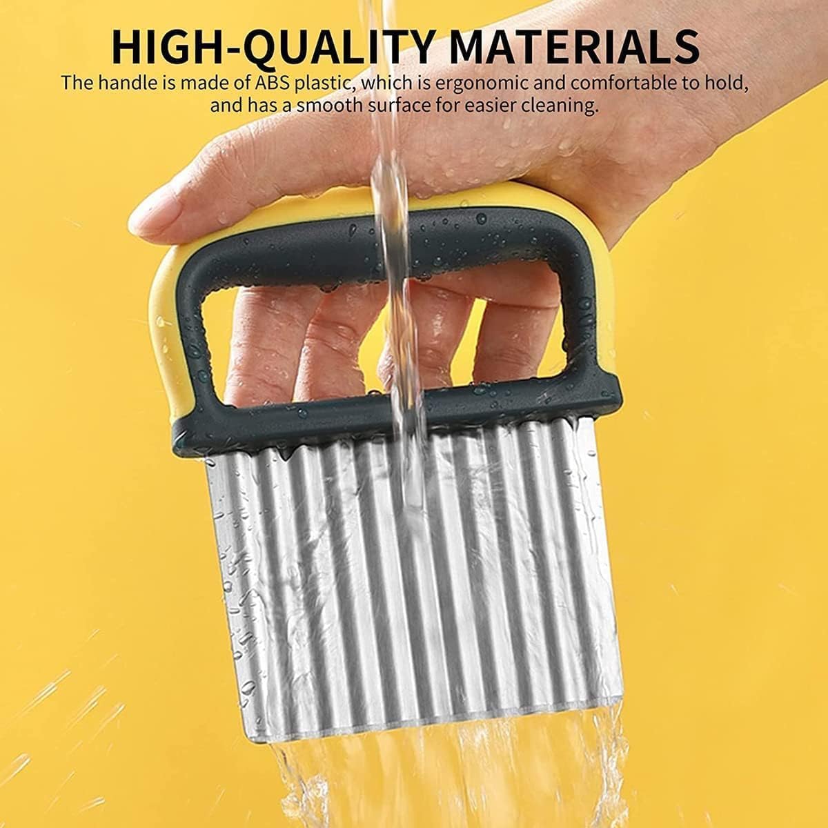 Stainless Steel Crinkle Cutter for Potatoes, Veggies, and Fries - Wavy Slicer for Curly and Waffle Fries - Pickle Slicer