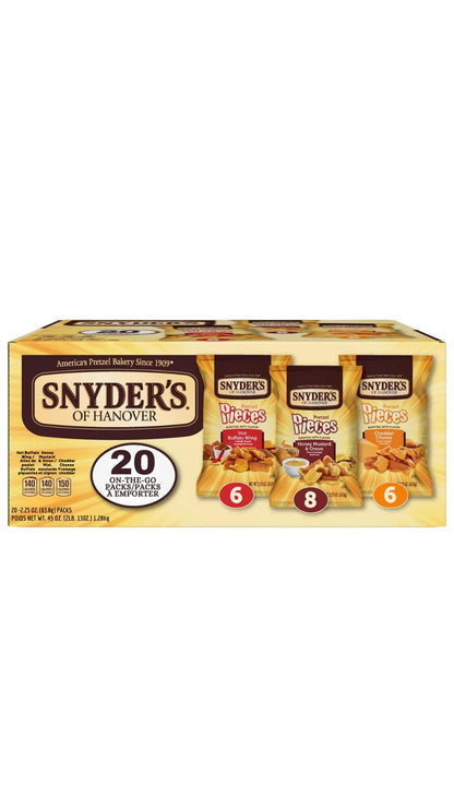 Snyder's of Hanover Pretzel Pieces Variety Pack (2.25 oz., 20 pk.) (BB 07/18/26)