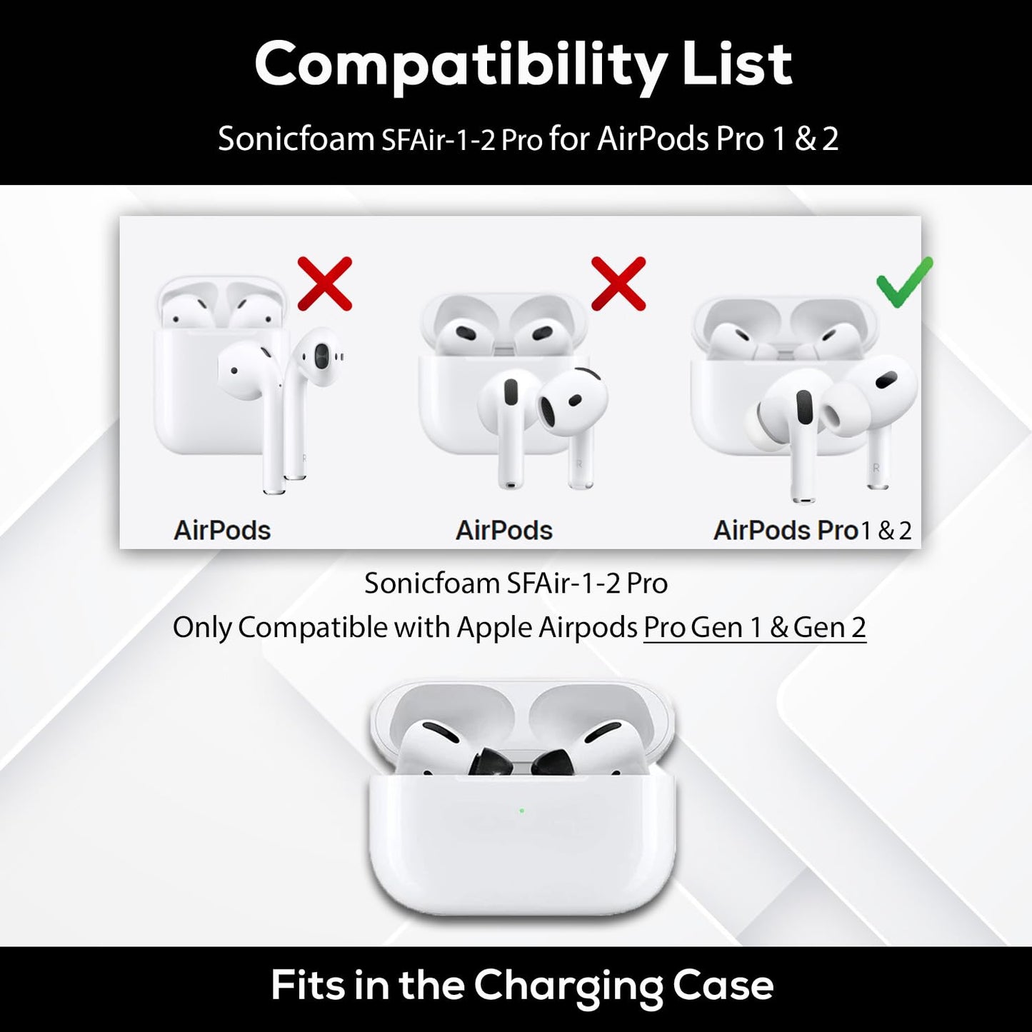 SONICFOAM Memory Foam Earbud Tips (6 Pack / 3 Pairs)