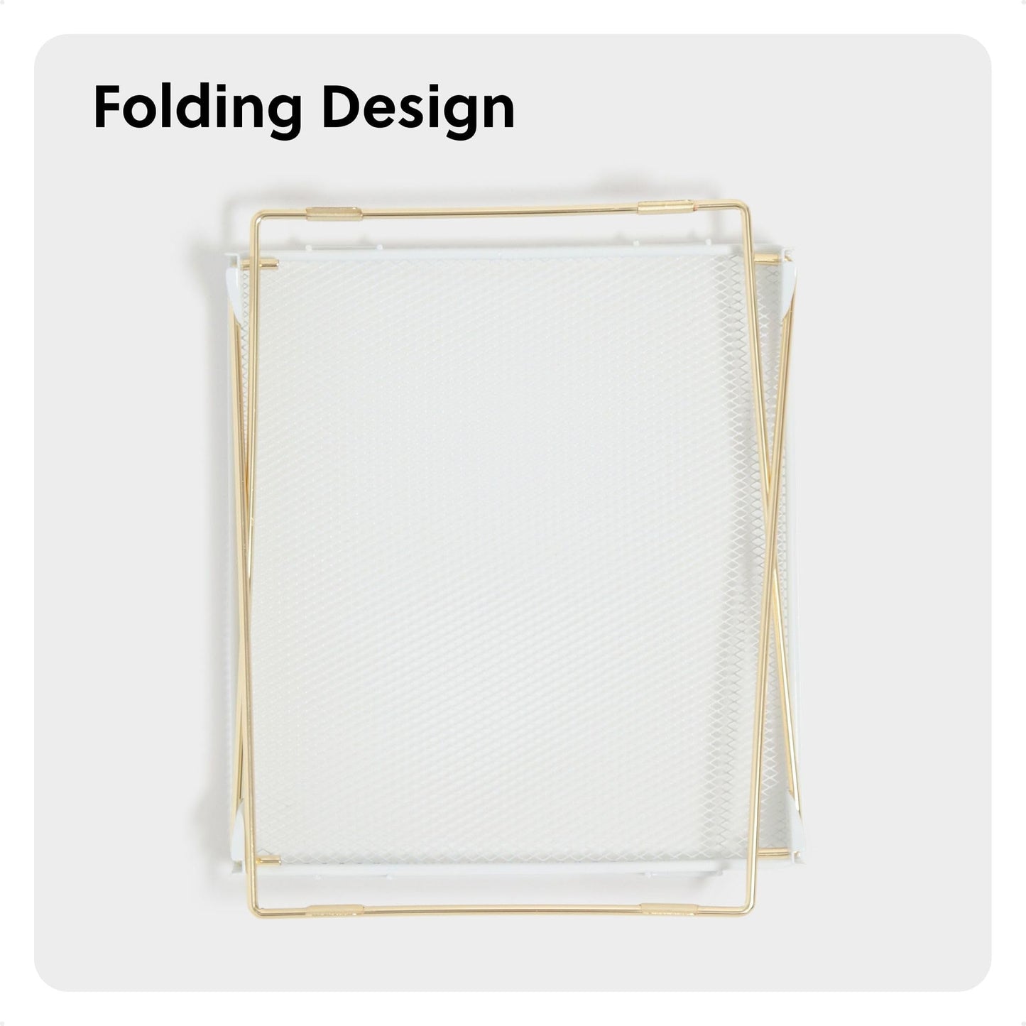 U Brands Mesh Locker Organizer Shelf, 11" x 10" x 12", White and Gold