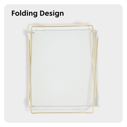 U Brands Mesh Locker Organizer Shelf, 11" x 10" x 12", White and Gold